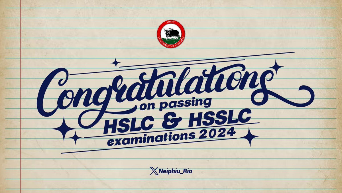 Congratulations to all who've cleared HSLC & HSSLC exam under @nbsenagaland. Your hard work has helped you reach an important milestone in your academic journey. Best wishes for a successful future. I encourage those who have failed not to give up, but to strive with persistence.