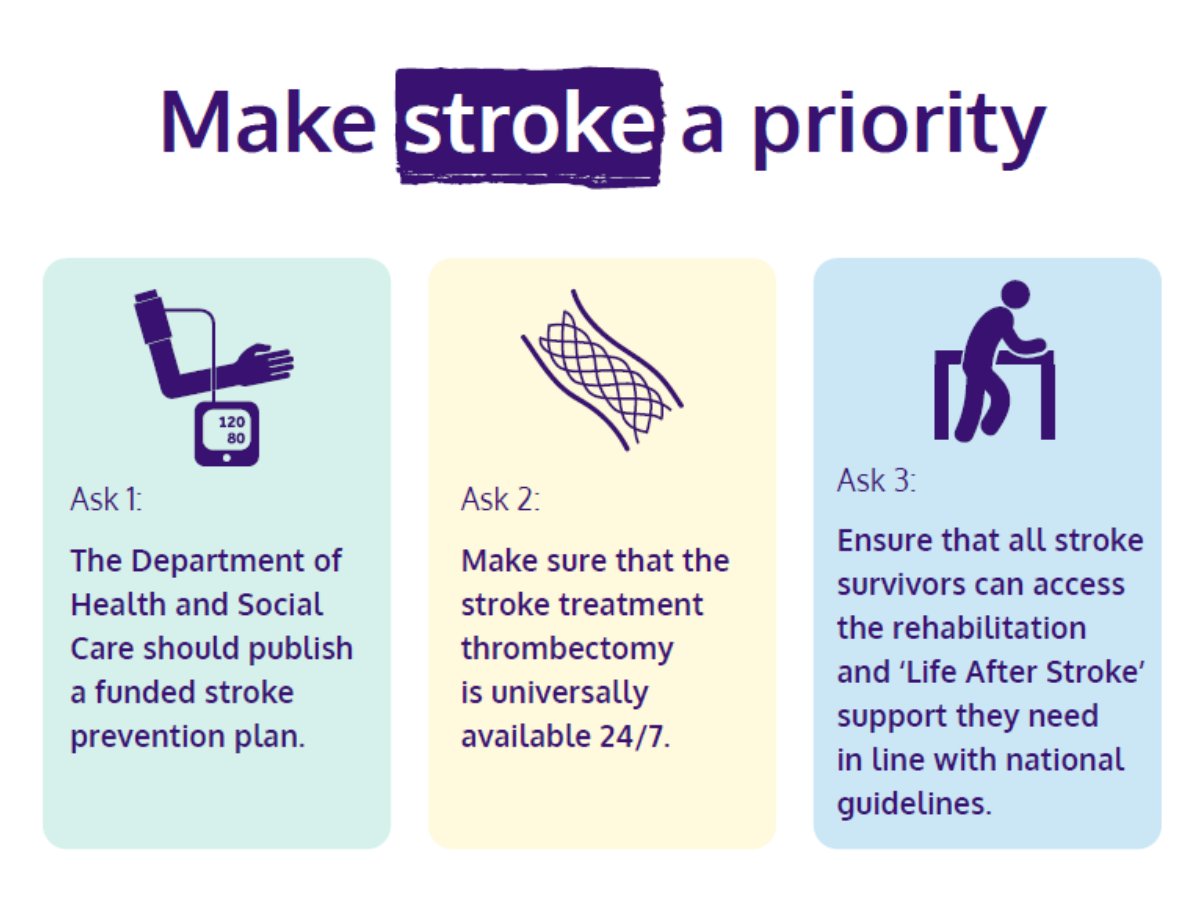 Today we launch our manifesto with three asks of the next UK Government to improve stroke prevention, treatment and recovery.

If you share our vision to improve the lives of the 281 people who have a stroke every day, read our manifesto: bit.ly/3Ux2JDG