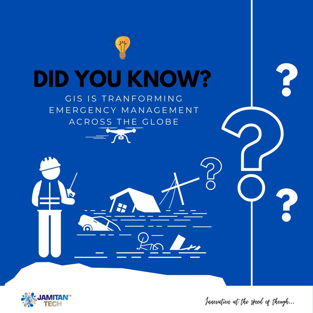Jamitan_Tech's tweet photo. For emergencies, GIS can assist in identifying evacuation routes, estimating evacuation centers' capacity, and determining transportation requirements.
#GIS #emergencymanagement #gisforemergencies #locationintel #didyouknowfriday https://t.co/8KCverBSdI
