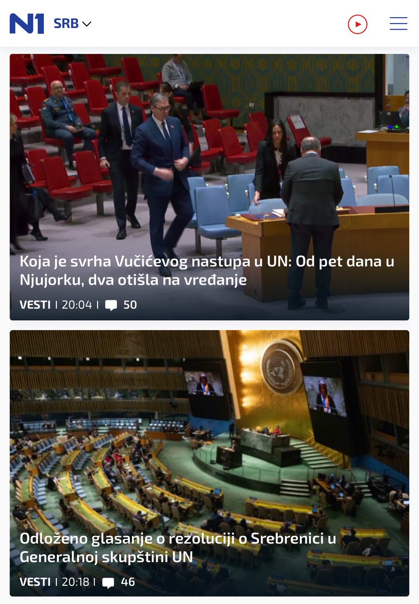 Кад покушају да омаловаже напоре председника @avucic у УН, па одмах у следећој вести сами покажу колико су необјективни, пристрасни, нефер и непрофесионални. Која је сврха и какав је резултат Вучићевог петодневног напорног рада и борбе у УН? Одложено гласање о резолуцији о…