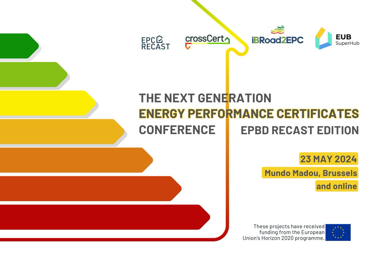 EPC-RECAST (@epcrecast) on Twitter photo 🔔 Don't miss the Next Generation Energy Performance Certificates Conference 2024! 🌟Join us on May 23, 2024, at #MundoMadou, Brussels, for insights into the future of EPCs within the EPBD Recast framework. ec.europa.eu/eusurvey/runne…  #EPCConference2024 #EnergyEfficiency #EPBDRecast 🔔 Don't miss the Next Generation Energy Performance Certificates Conference 2024! 🌟Join us on May 23, 2024, at #MundoMadou, Brussels, for insights into the future of EPCs within the EPBD Recast framework. ec.europa.eu/eusurvey/runne…  #EPCConference2024 #EnergyEfficiency #EPBDRecast