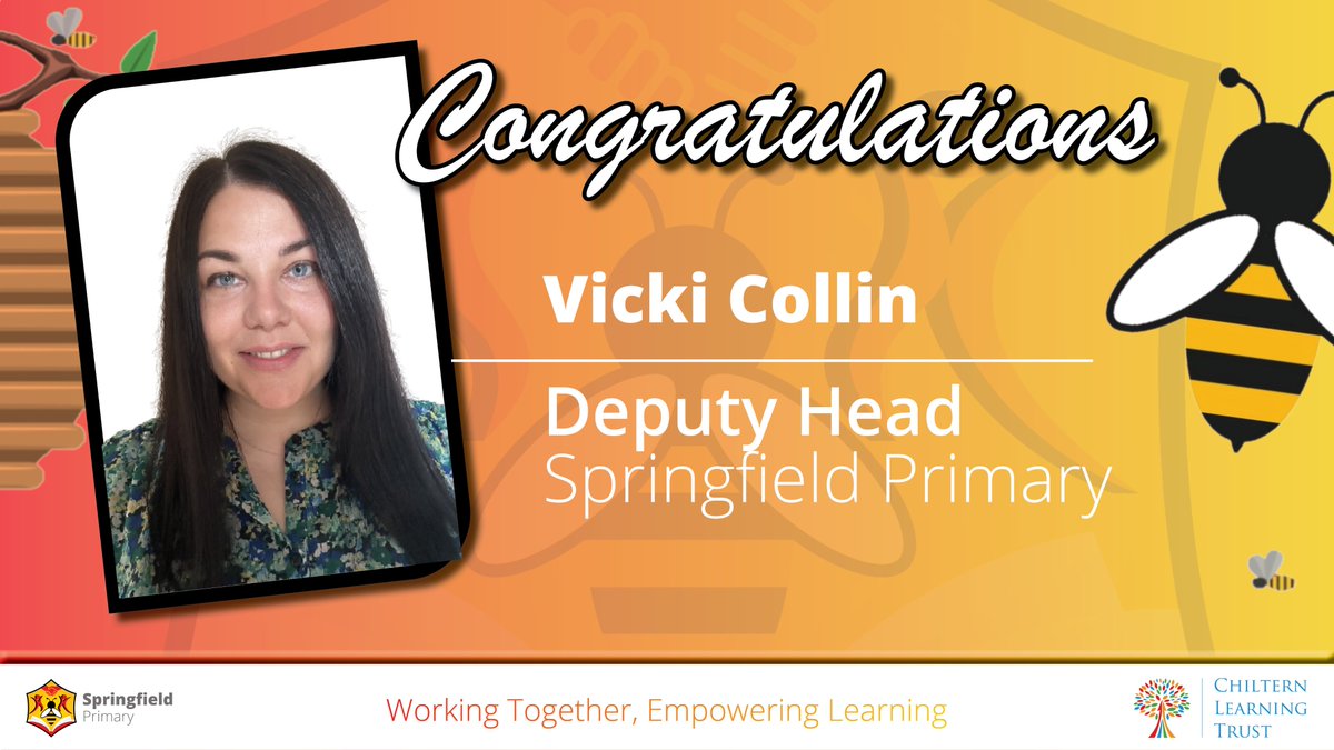 🎊Huge congratulations to Vicki Collin. Vicki has been appointed as Deputy Head and will continue to be a fantastic leader within the school🎊