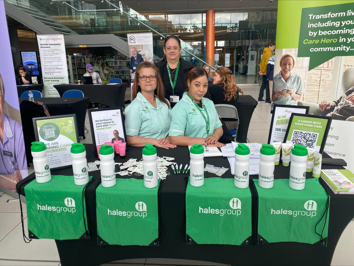 We're @TheForumNorwich! Please come & say hello 👋🏻 to our team, who can answer all your questions about starting a career in care. @TheJobFairs #ProudToCare #HalesHeroes #MadeWithCare #NorwichJobs #AdultSocialCare #NorfolkJobs