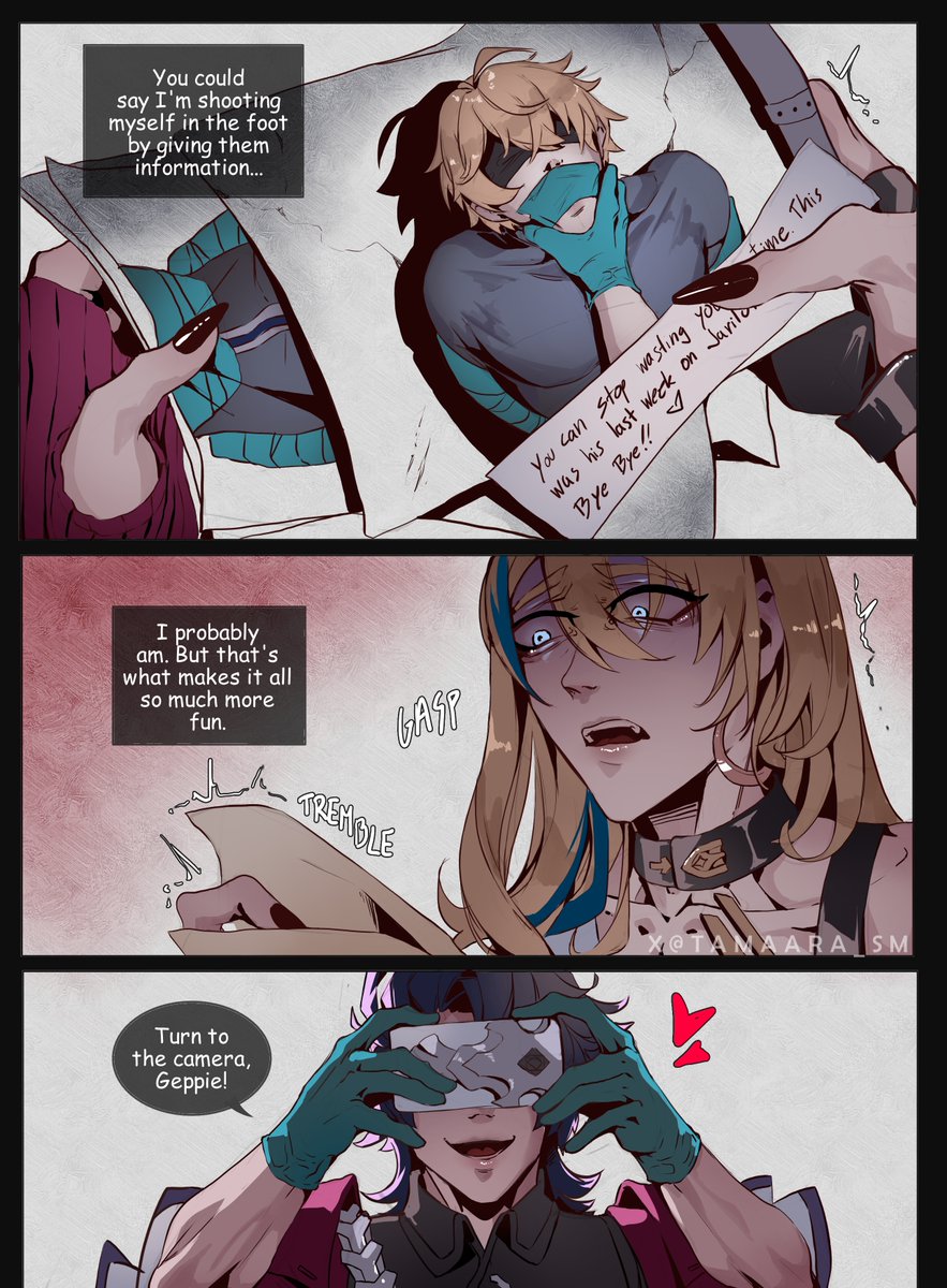 tamaara_sm's tweet photo. Photos. Quick yandere Sampo minicomic where he is having fun by mocking (and traumatizing) people who might try to take his beloved Geppie away.  #Sampard https://t.co/05ceZuOZrK