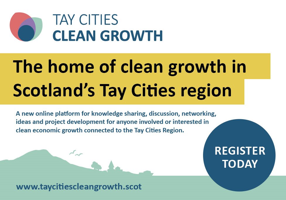 The Tay Cities Clean Growth website provides a platform for knowledge sharing, discussion, networking, ideas and project development for anyone involved or interested in clean economic growth in the Tay Cities Region. Register for free at taycitiescleangrowth.scot.