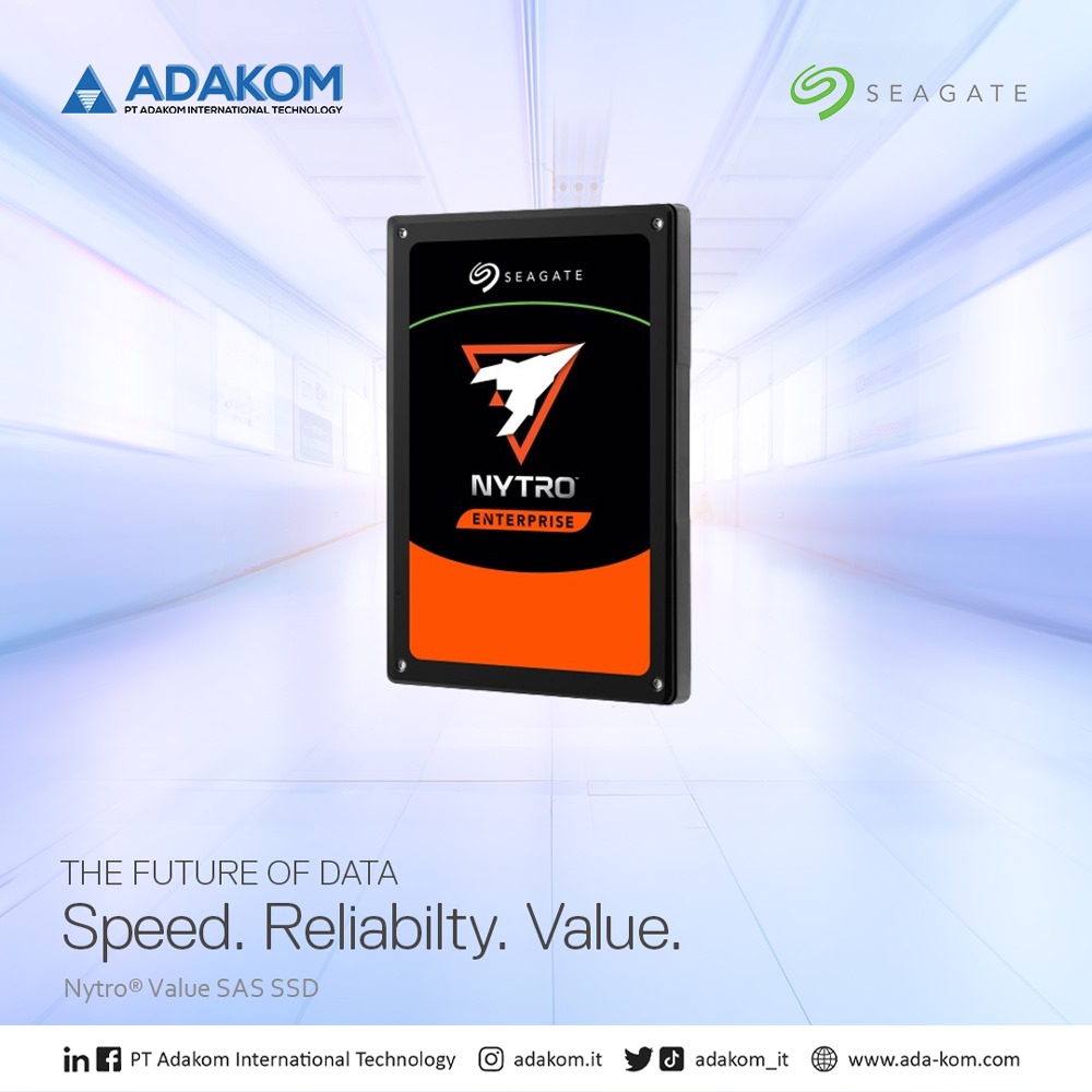 Seagate® Nytro® SAS SSD menghadirkan hingga 7 TB dalam bentuk dan ukuran 2,5 inci × 15 mm, interface 12 Gb/detik dengan kecepatan hingga 840 MB/detik, pemantauan hard disk, enkripsi tingkat pemerintah, serta 3 DWPD untuk performa cepat, terukur, dan aman 

#adakom #Seagate