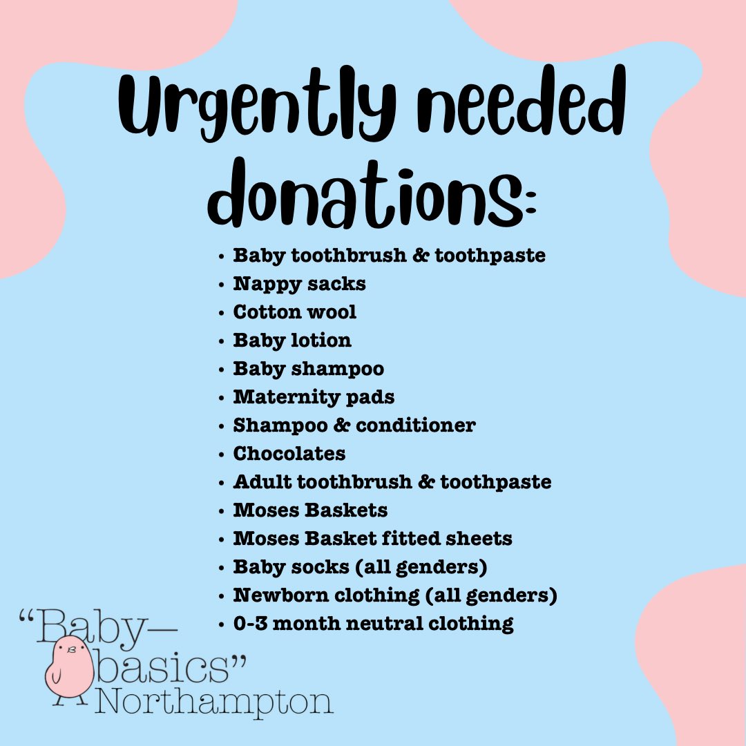 ❗️URGENT APPEAL❗️ We currently have 34 outstanding referrals - that’s 34 new-mums-to-be and their babies that need our help now. But we have a huge shortfall of the items listed. Donations enable us to continue to provide our vital newborn starter packs to families in Northants.