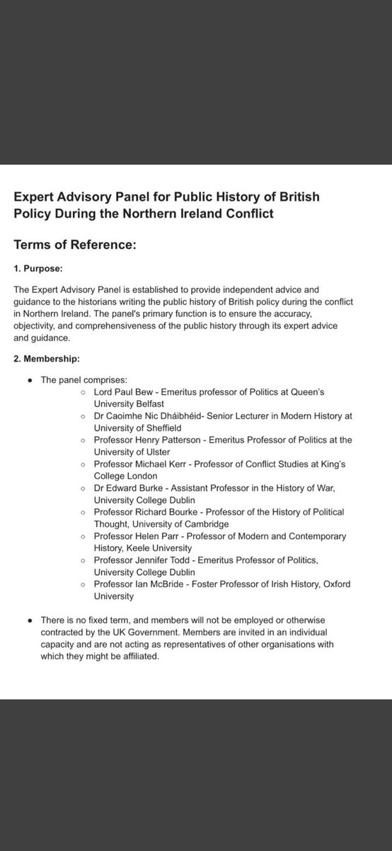 Looking at the full list of the ‘expert advisory panel’ for the ‘public history’ PR exercise: nine people at various career stages veering to senior. Six men. All either working in history or politics. None currently work in Northern Ireland. Colonial mindset remains intact.