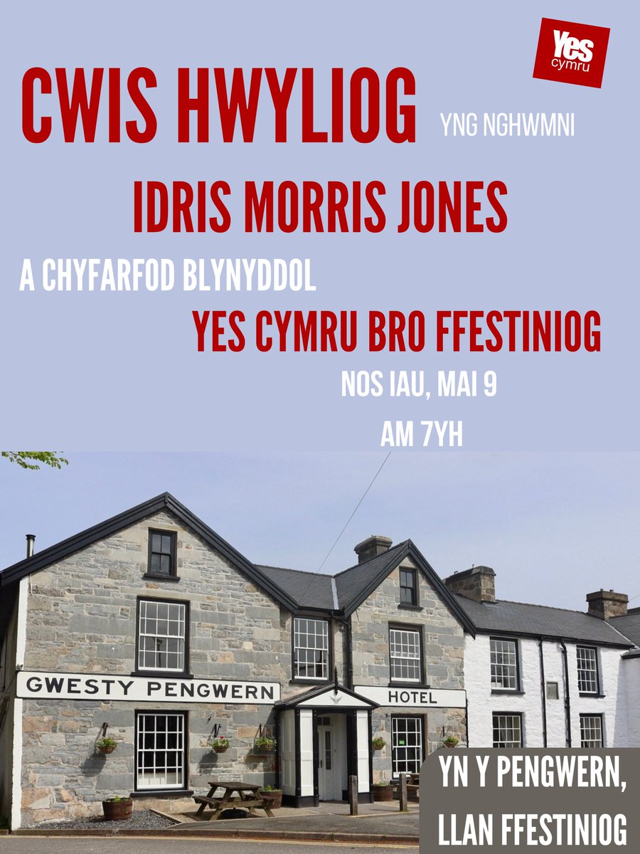 Cwis hwyliog yng ngofal Idris Morris Jones, yn @Y_Pengwern Nos Iau, Mai 9fed am 7 #Annibyniaeth