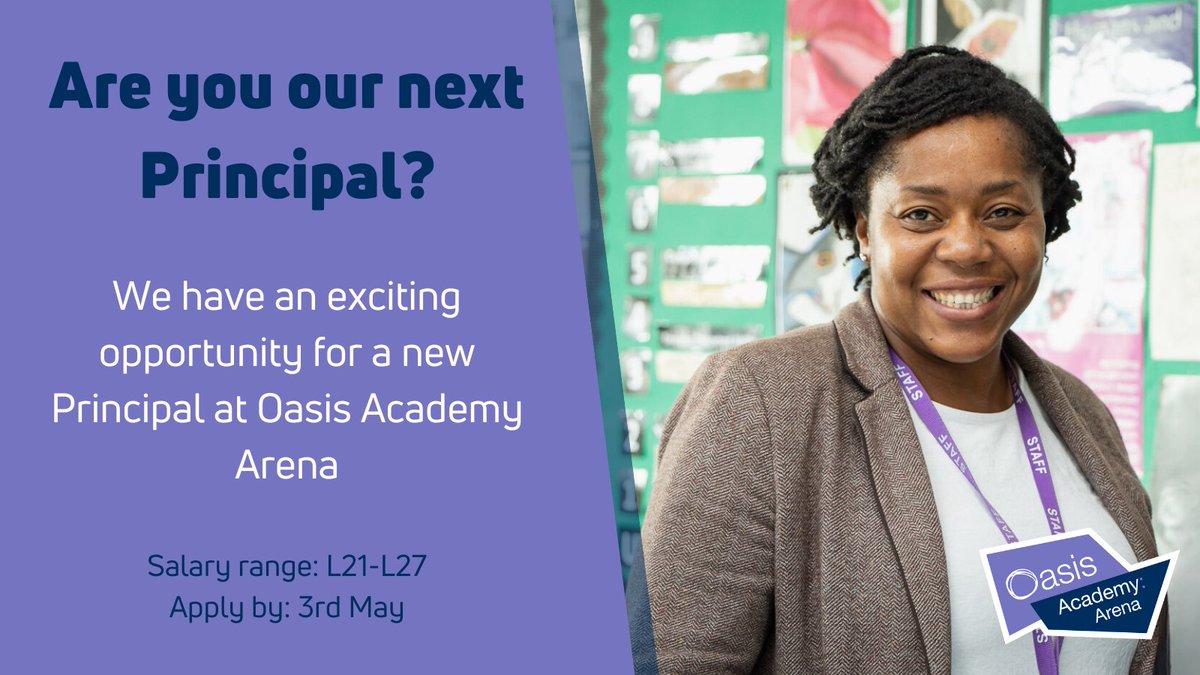 We're #hiring! @OasisArena in South London is on the lookout for a Principal to champion our students' success. If you're driven by a commitment to excellence & creating a supportive community, we want to hear from you. Apply here by the 3rd of May - oclcareers.org/job/principal-…