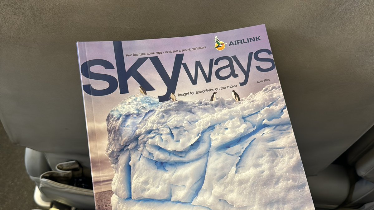 Travel alert: if you’re flying out of Johannesburg this morning, prepare for a wait. Urgent runway maintenance means only one runway is open; my flight delayed by up to an hour. Starting my second read of the @Fly_Airlink magazine…