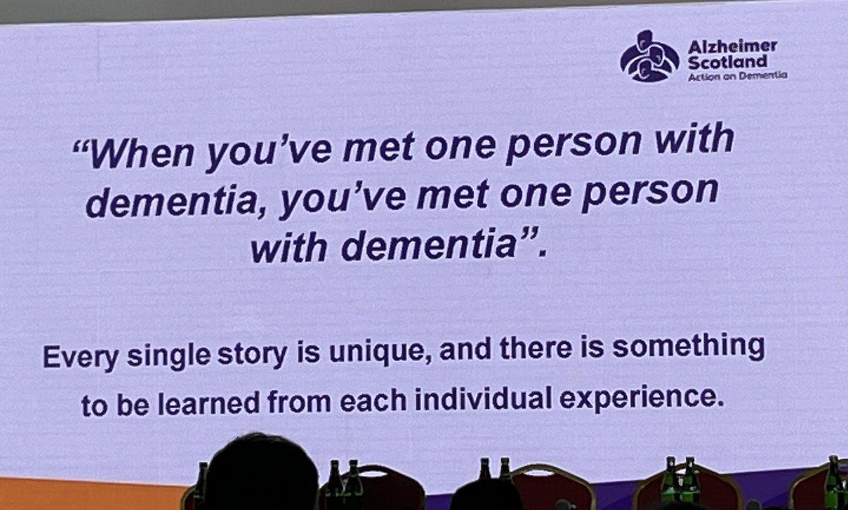 ‘Every story matters’ & the importance the voice of lived experience, including the ‘quieter voice’ to be included in all we do. Sharing the campaign work of @NDCAN_Scotland @S_D_W_G with a key message ‘when you’ve met one person with dementia, you’ve met one person’ #ADI2024 💜