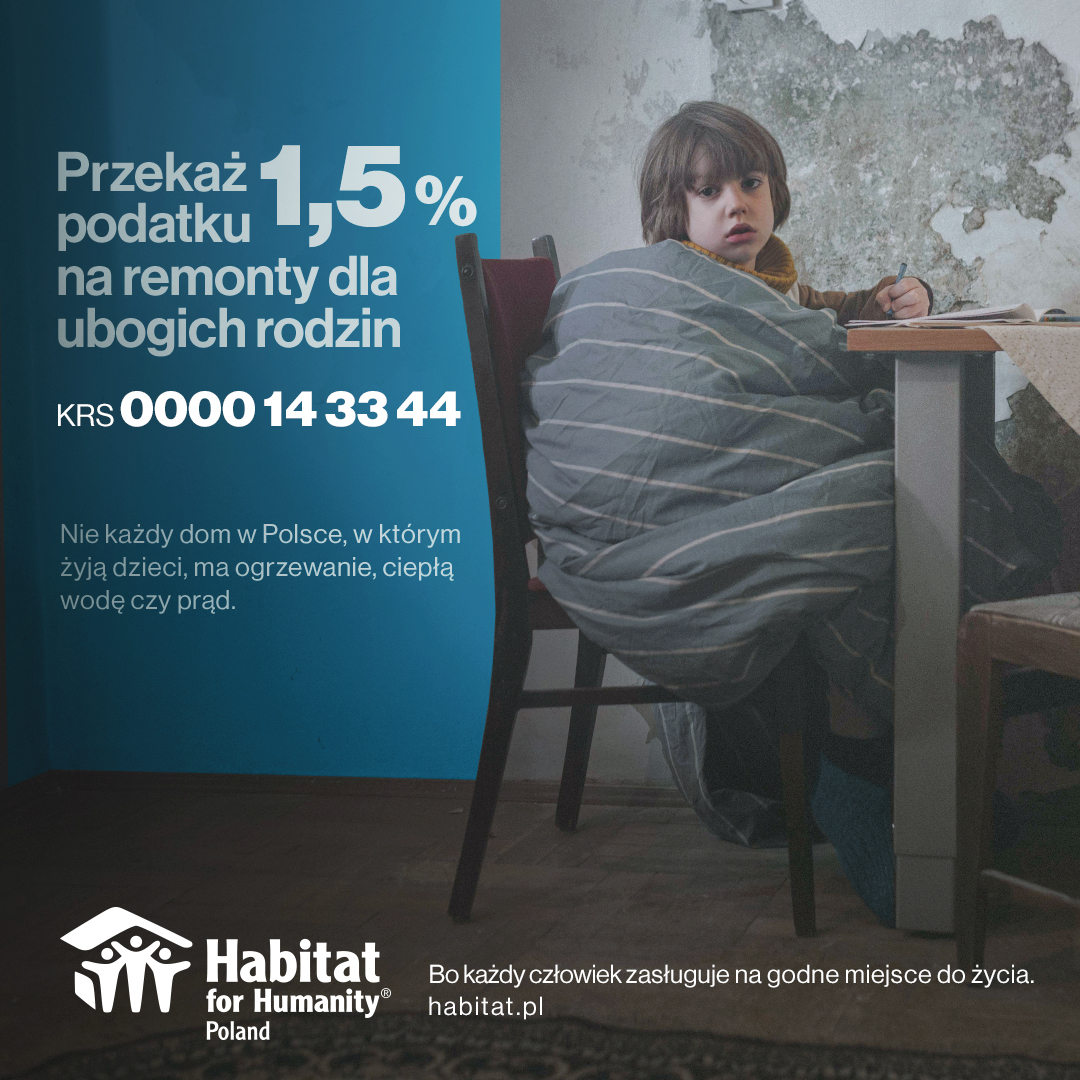 Czy wiesz, że jeśli w swojej deklaracji #PIT nie wpiszesz numeru KRS wybranej organizacji pożytku publicznego, to nie będziesz mieć wpływu na to, jak zostanie wydane Twoje 1,5% podatku? 👉Weszprzyj ubogie rodziny: habitat.pl/jeden-procent/