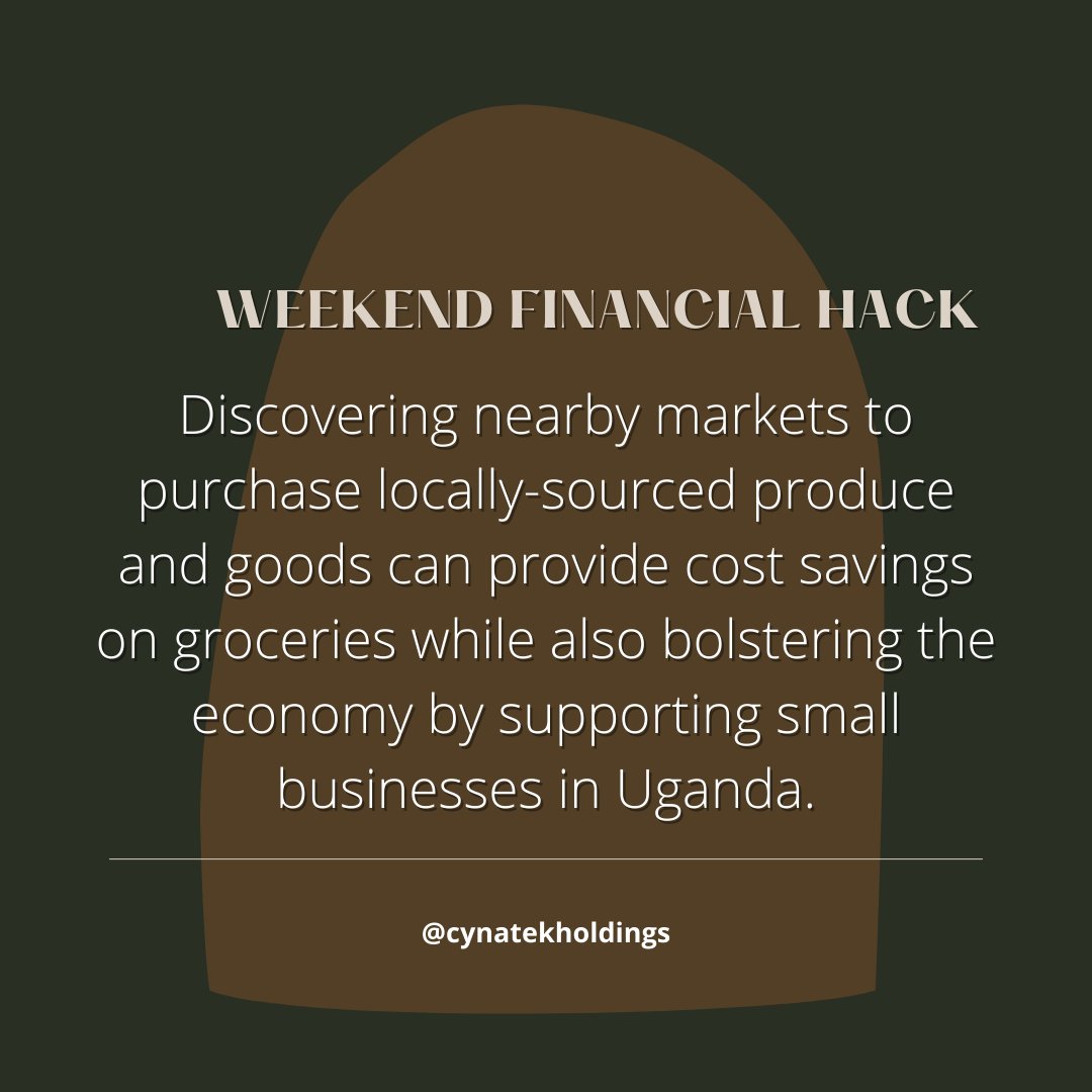 WEEKEND FINANCIAL HACK:  Discovering nearby markets to purchase locally sourced produce and goods can provide cost savings on groceries while also bolstering the economy by supporting small businesses in Uganda. 
#FinancialSavings #UgandaMarket