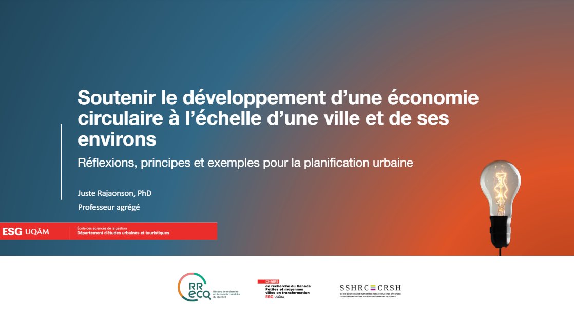 📚 #VendrediLecture 📌 Quels sont les 6 points clés à retenir pour mettre en place une économie circulaire à l'échelle des #villes ? 💡 Analyse avec @JusteRajaonson, Professeur agrégé à l'ESG UQAM de #Montréal 👉 En savoir plus ici : tinyurl.com/4stc7sz7