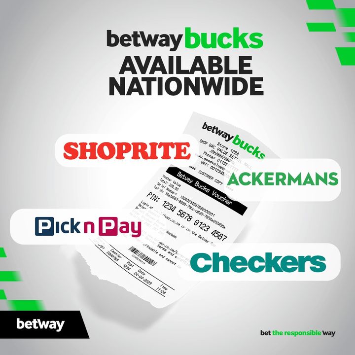 Who doesn't love a voucher? We giving you way more with our very own voucher method, Betway Bucks, now available at Pick n' Pay, Nedbank app, Checkers and Shoprite nationwide.
