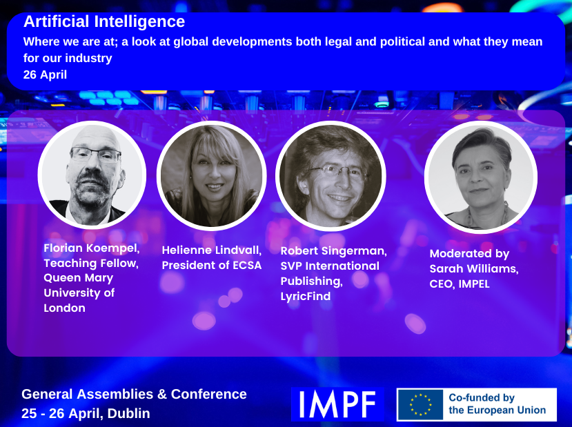 @IMPForum Upcoming panel at the General Assemblies this morning in Dublin. #GeneralAssemblies #Dublin #impf_member #music #publishers #ArtificialIntelligence #CreativeEurope @europe_creative @Creators_ECSA @LyricFind @IMPELmusic