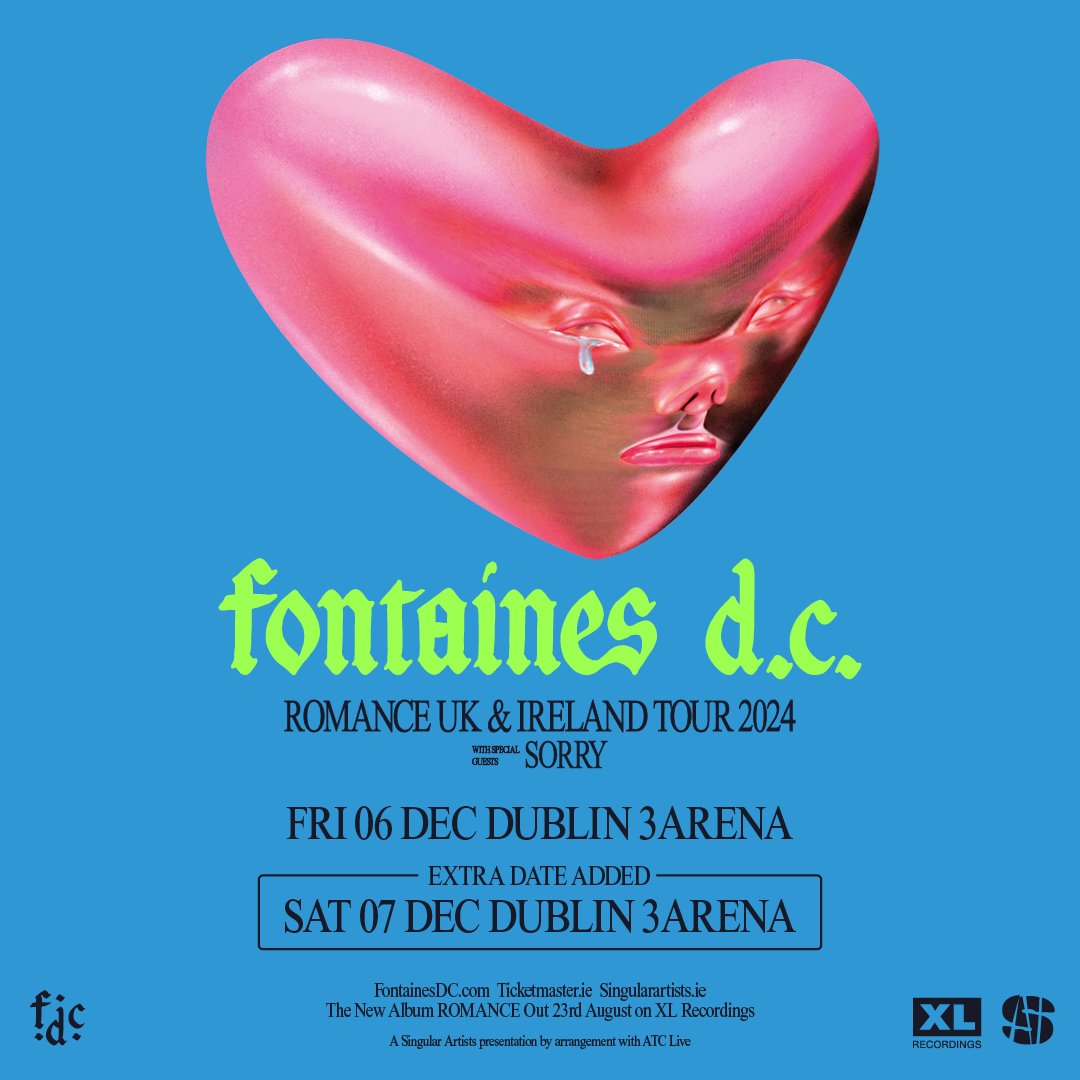 ⚡ON SALE NOW⚡ .@fontainesdublin have added a second show at #3Arena due to phenomenal demand. 📅 Friday, 6 & Saturday, 7 December 2024. 🎟️ bit.ly/3Wz6IkH