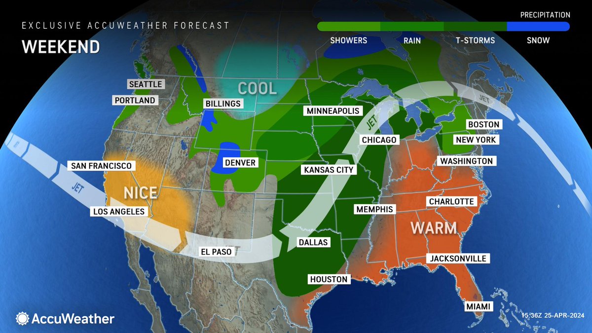 WEATHER @accuweather Friday • Today-Sunny and warmer. High pollen counts. High 65. • Tonight-Partly cloudy. Low 48. • Saturday-Clouds and showers. Thunderstorm. High 62.