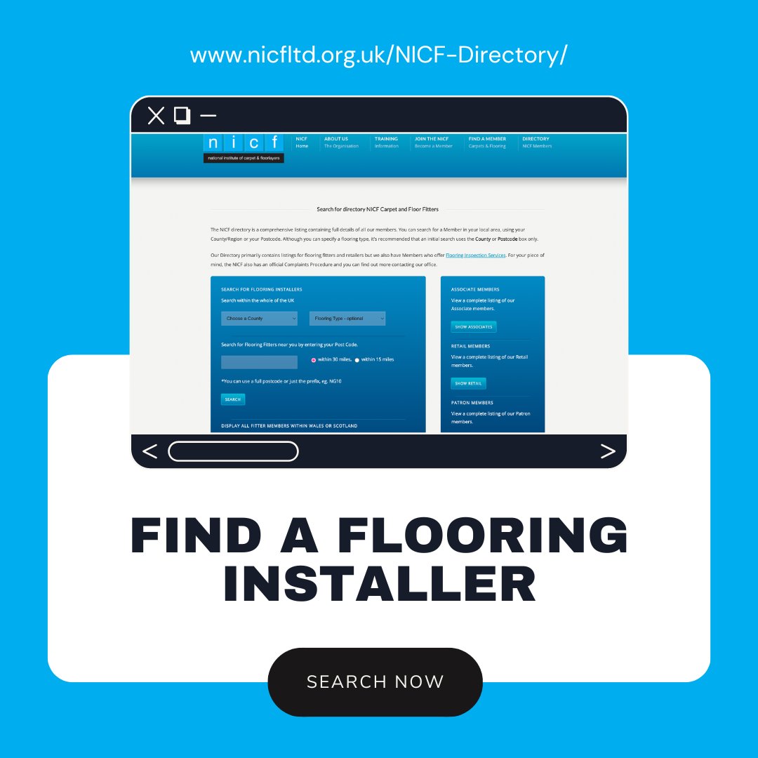 NICF’s directory primarily contains listings for flooring fitters and retailers, helping you to connect with a trusted installer near you. We also have members who offer flooring inspection services. See how our directory can help: nicfltd.org.uk/NICF-Directory/