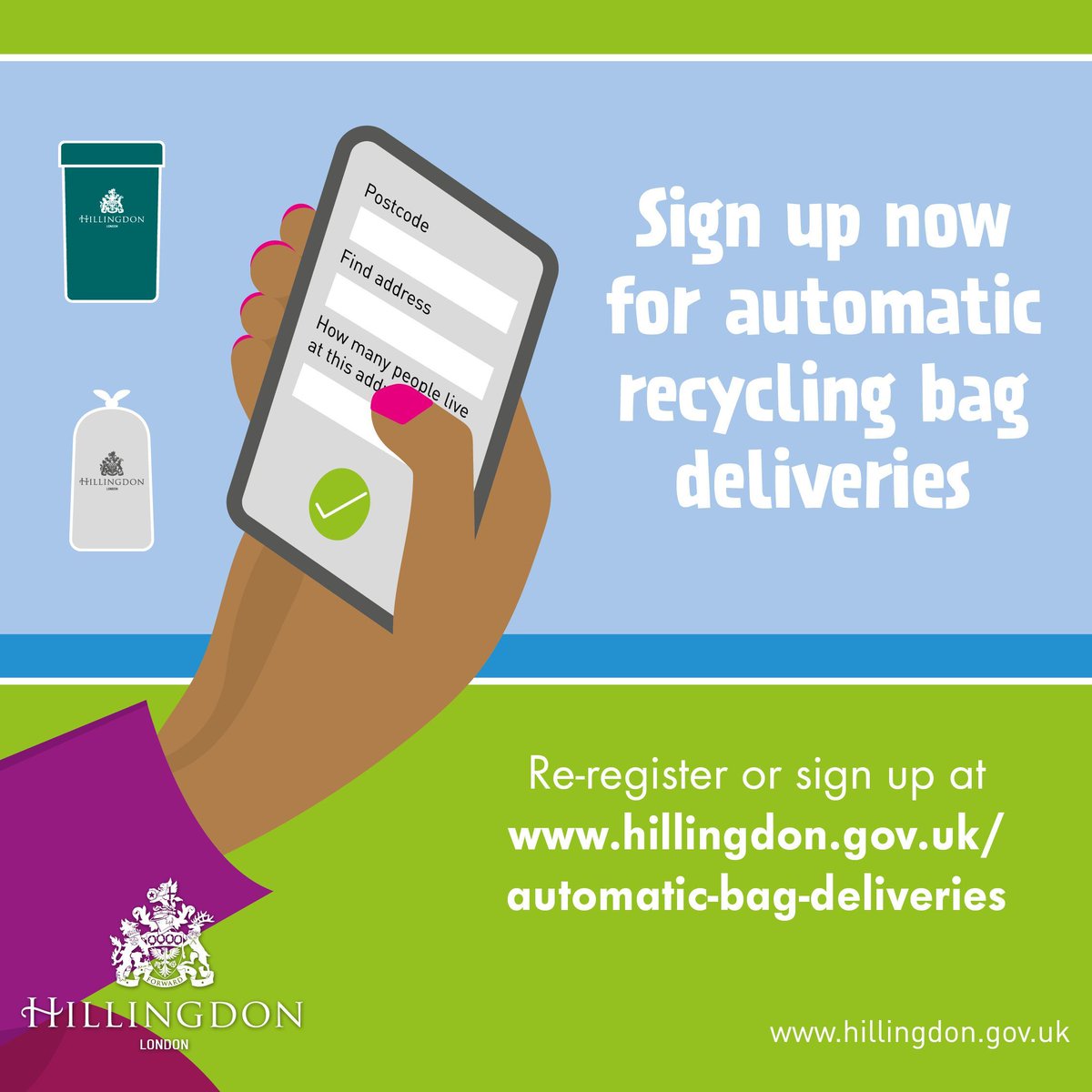 Sign up now to our new and improved automatic recycling bag delivery service 📝 It's more efficient and environmentally friendly but still just as convenient. 👍 Subscribers to the previous service need to re-register and new users must sign up 👇 buff.ly/3IJ9fAC