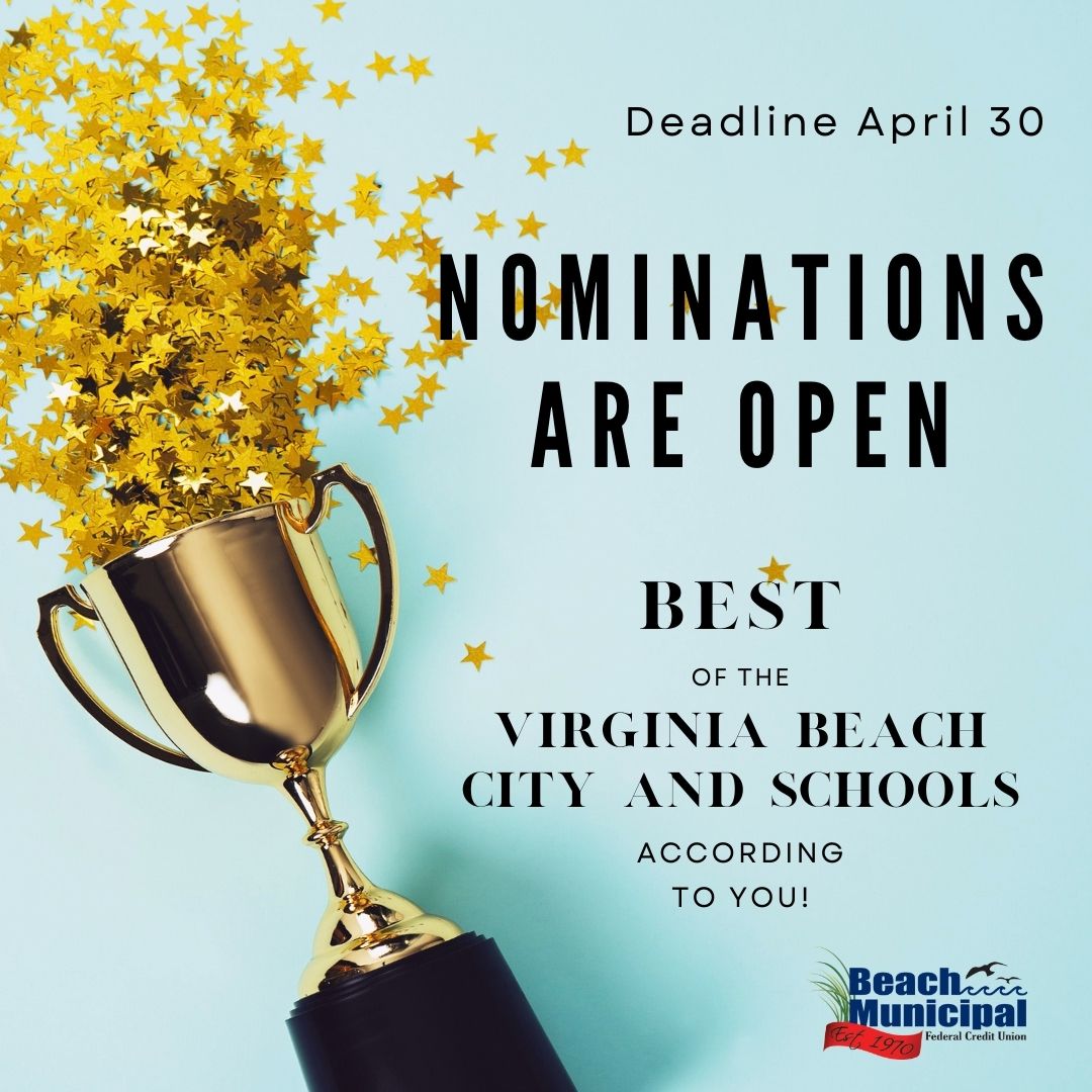 We will showcase some of Virginia Beach's finest public servants in May as we celebrate Public Service Recognition and Teacher Appreciation Week. Do you know someone who goes above what's required for the betterment of our city? If so, nominate them! ow.ly/7x6y30sBAA1