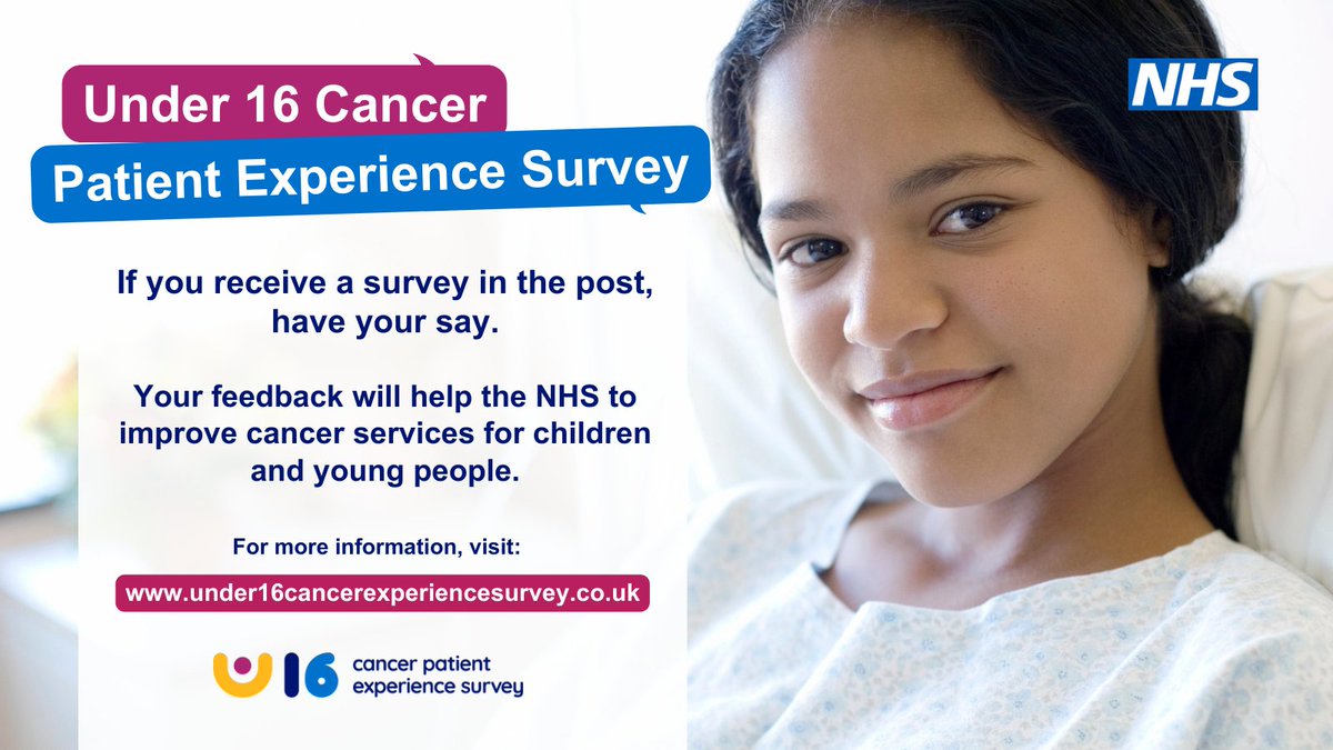 The #U16CancerPatientSurvey informs how the NHS delivers cancer services and aims to improve outcomes for children affected by cancer. If you receive a survey in the post, please have your say. under16cancerexperiencesurvey.co.uk @NHSEngland @PickerEurope