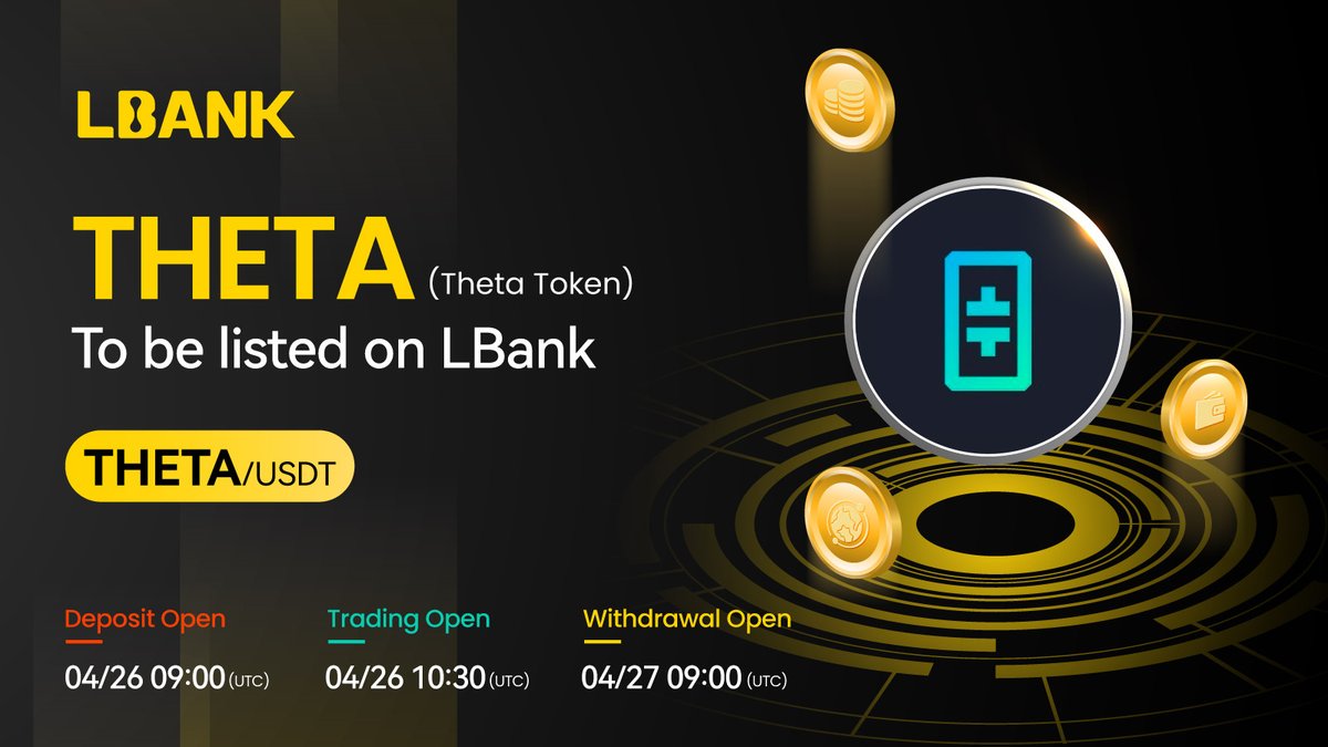 🌈New #listing ⛵️ $THETA (Theta Token) will be listed on LBank！@Theta_Network Theta Fuel (TFUEL) is the operational token (i.e., 'gas') of the Theta protocol. 👉 Details: tinyurl.com/4hdeeur5