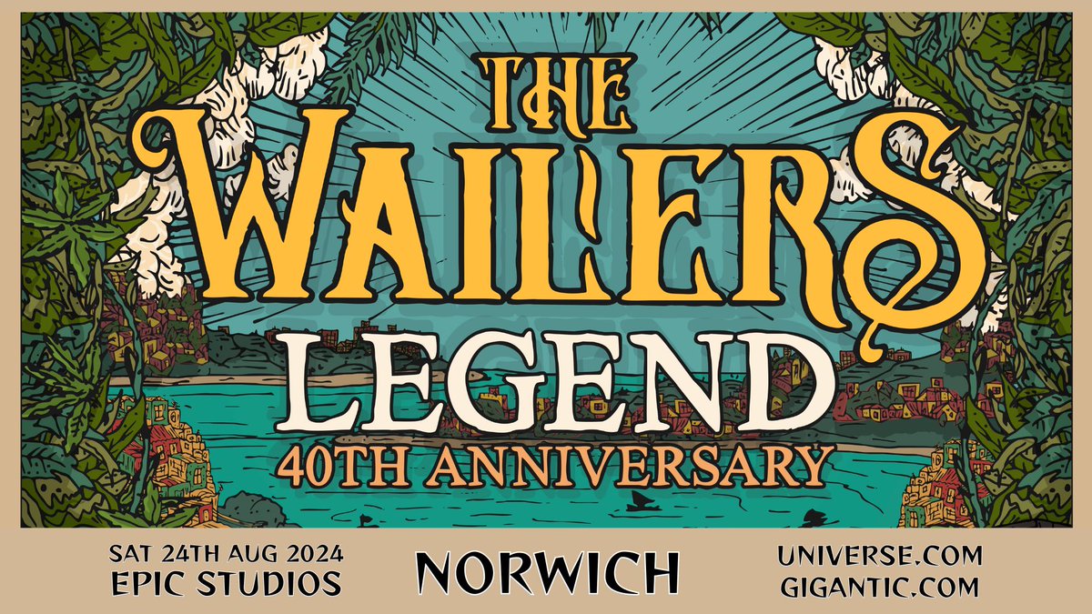 📣 JUST ANNOUNCED: Embodying the spirit of the 70s reggae movement, @TheWailers are bringing the 'Legend 40th Anniversary' tour to Norwich this August Tickets on sale Saturday 27th August @ 12pm 🎫 ow.ly/Q8LJ50RoNs5