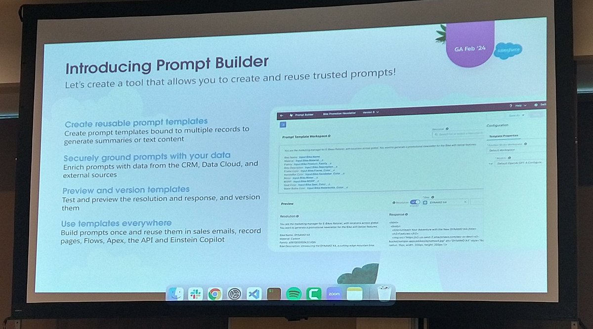 #dreamOle24 first deep dive of the day - Build AI Custom Apps with Prompt Templates and the Einstein Generative Gateway