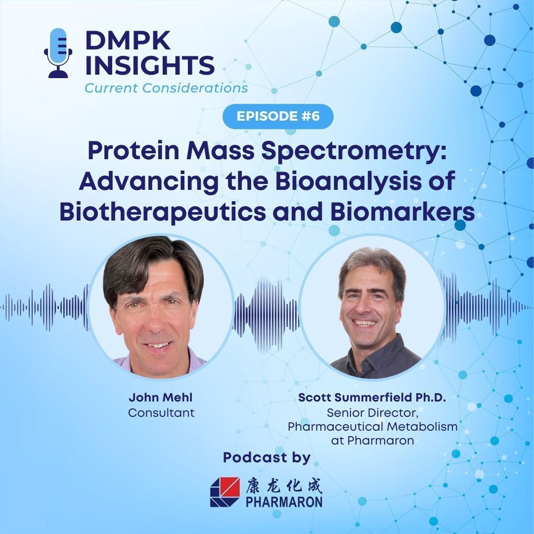 Did you miss our latest podcast episode? Listen to “Protein Mass Spectrometry: Advancing the Bioanalysis of Biotherapeutics and Biomarkers”. 
 
Listen to our DMPK Insights episode here: buff.ly/3IUYZ8l 
 
Explore Pharmaron DMPK services: buff.ly/47P71d5