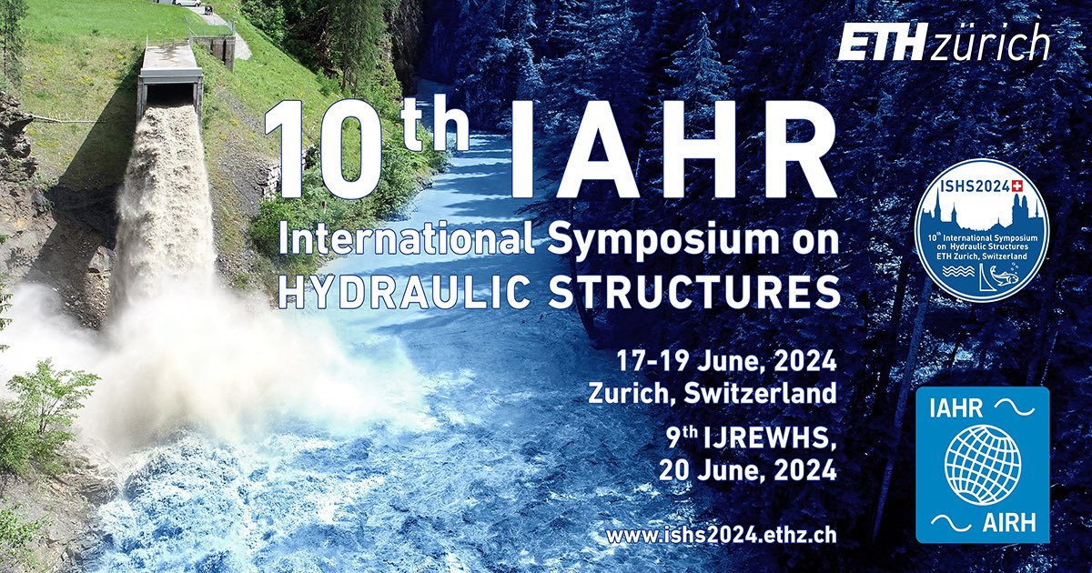 Join us for ISHS 2024 in Zurich, Switzerland, June 17-19! Hosted by ETH Zurich's Laboratory of Hydraulics, it's a global gathering of experts exploring new research and innovations. Register now! Limited spots available for technical tours. #ISHS2024 #HydraulicStructures