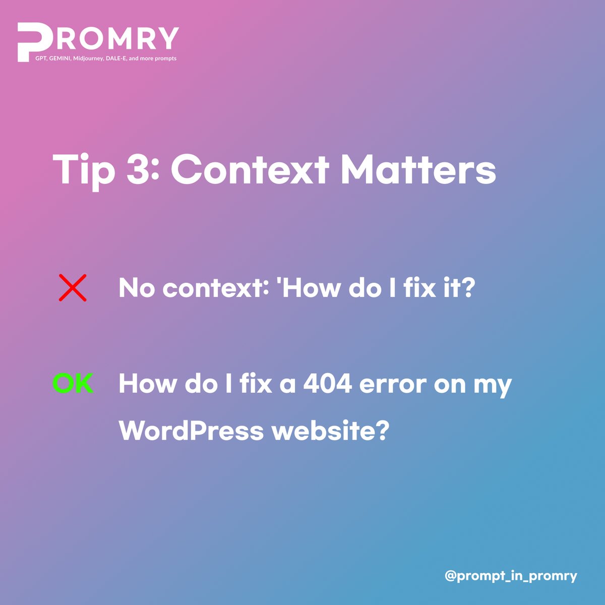 How to write prompts?

Unlock the power of GPT models with our top 3 tips for crafting prompts that generate insightful, accurate, and tailored responses.💡🤖
#GPTPrompts #AIWisdom

Find prompts on Promry and try them out!
#prompt_in_promry