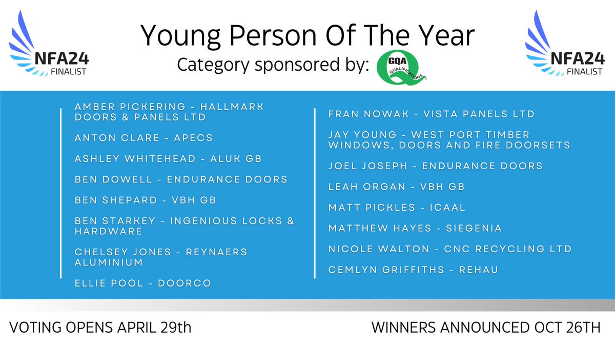 The #NFA24 Young Person Of The Year category is proudly sponsored by @GQAQuals