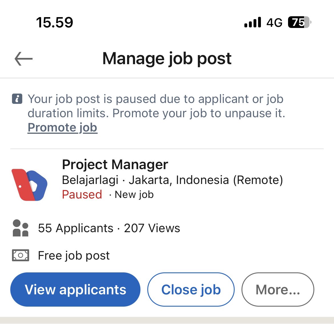 Sekarang rasanya kalau kita pasang loker, makin banyak yg apply. Kualitasnya juga lebih baik Dulu bikin loker gini di linkedin mungkin baru sehari baru penuh (kena limit free) Barusan aku coba, ga sampe sejam udah full Kenapa ya?