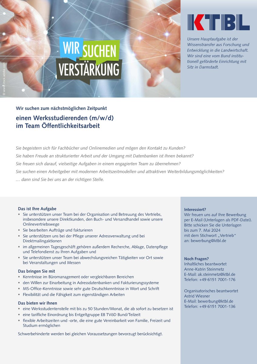 KTBL (@ktbl_service) on Twitter photo Unterstützung gesucht - gerne teilen und weitersagen <a href="/hsgeisenheim/">HochschuleGeisenheim</a> @th_bingen <a href="/TUDarmstadt/">TU Darmstadt</a> <a href="/goetheuni/">Goethe-Universität</a> <a href="/uni_mainz/">Universität Mainz</a> <a href="/jlugiessen/">Universität Gießen</a> Unterstützung gesucht - gerne teilen und weitersagen <a href="/hsgeisenheim/">HochschuleGeisenheim</a> @th_bingen <a href="/TUDarmstadt/">TU Darmstadt</a> <a href="/goetheuni/">Goethe-Universität</a> <a href="/uni_mainz/">Universität Mainz</a> <a href="/jlugiessen/">Universität Gießen</a>