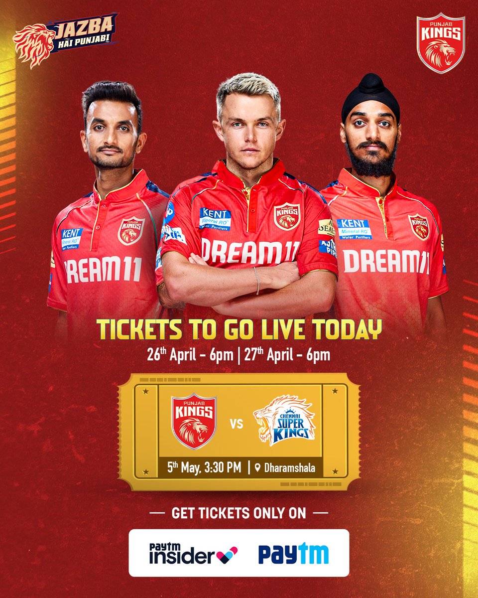 First 🏠 game this season at Dharamshala! 😍

#SherSquad, hurry up and book your match tickets from the 🔗 in bio! 🎟️🤩

#SaddaPunjab #PunjabKings #JazbaHaiPunjabi #TATAIPL2024 #PBKSvCSK