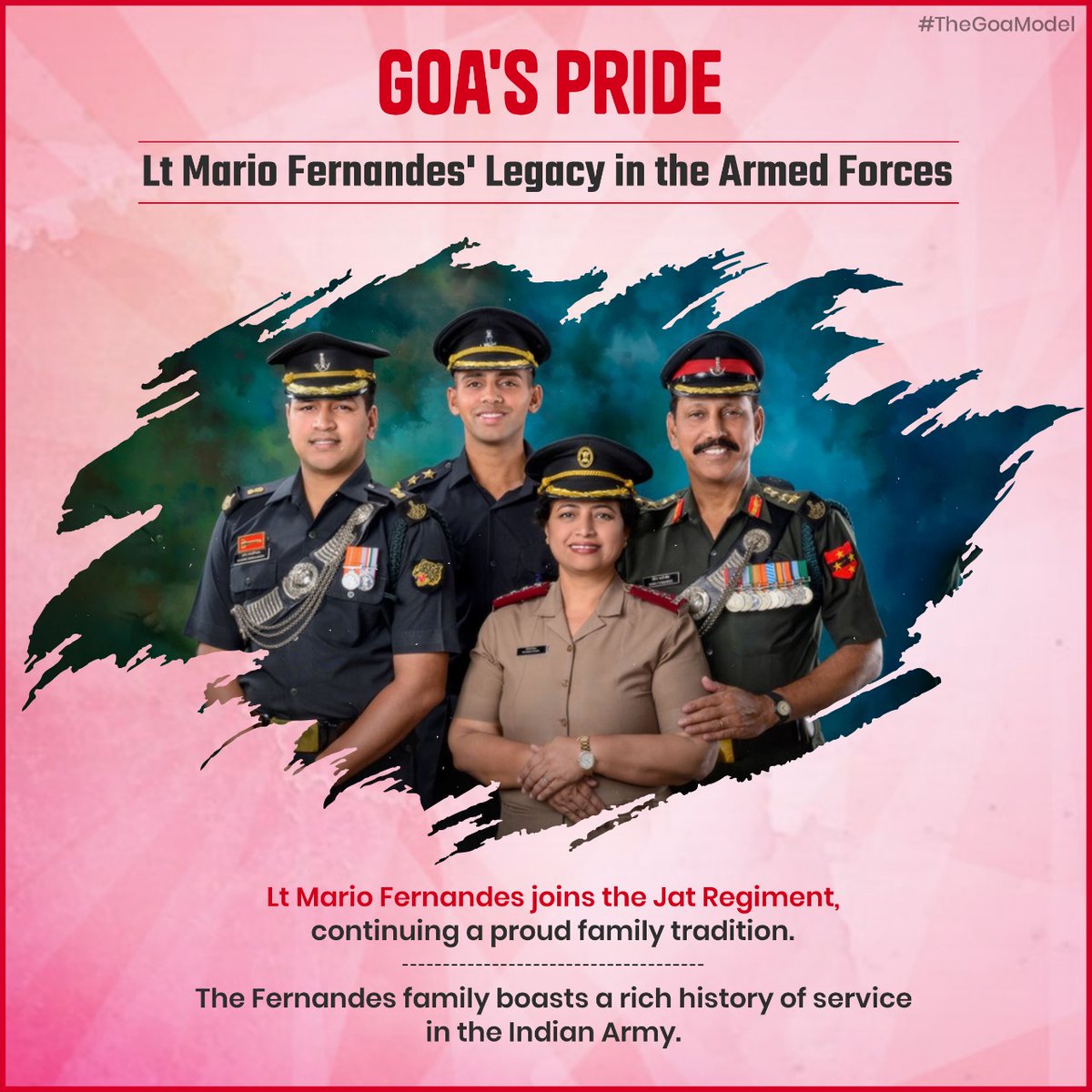 Lt Mario Fernandes, 3rd gen. and 5th member of his family in the Indian Army, embraces the legacy with pride, joining the esteemed Jat Regiment. #GoaPride #MilitaryLegacy #TheGoaModel
#MarioFernandes #IndianArmy #JatRegiment #ProudLegacy #MilitaryService #ArmyPride