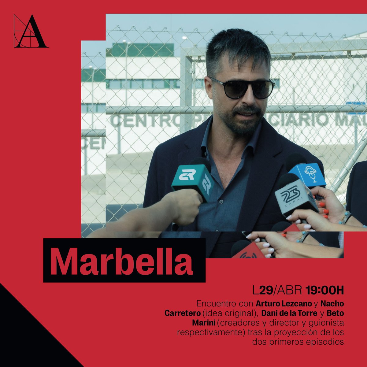 Este lunes #enlaAcademia, preestreno de los primeros episodios de Marbella y encuentro con Arturo Lezcano, Nacho Carretero, Dani de la Torre y Beto Marini. Información y entradas: academiadecine.com/actividades/ma…