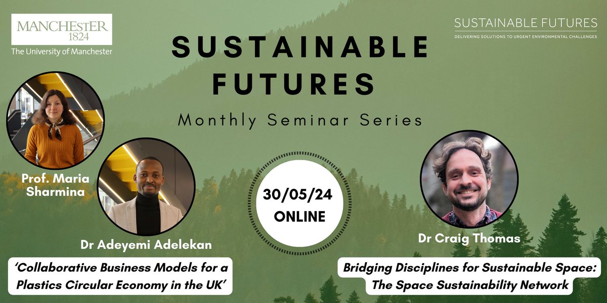 🌍Come to our May Seminar Series to explore ways collaborative business models may help establish a plastics #circulareconomy in the UK from Prof Maria Sharmina & @AdeyemiAA2014, researchers from @TyndallManc. Sign up♻️: bit.ly/3UevVhp @OneBinUoM @UoMPolicy @UoMSciEng