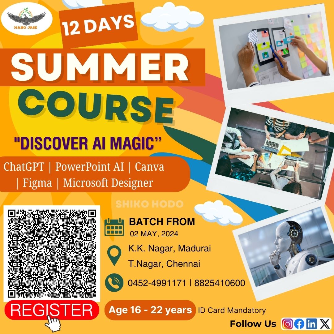 Dive into the world of AI design at our summer camp! Featuring courses in ChatGPT, PowerPoint AI, Canva, Figma, and Microsoft Designer. Reserve your spot today!
#SummerCamp #AIDesign #CreativeInnovation #ipl2024 #summer #summervacation☀️ #summerclass2024 #NOBALL