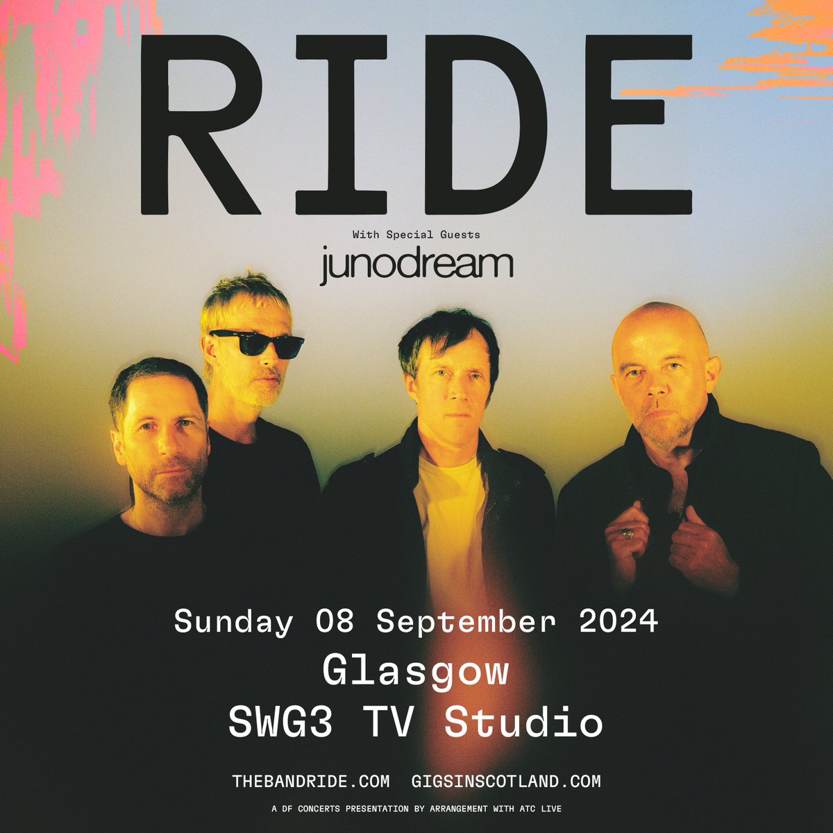 SUPPORT ADDED » @junodreamband will now be supporting @rideox4 at the @SWG3glasgow TV Studio show on 8th September⚡️ MORE INFO ⇾ gigss.co/ride