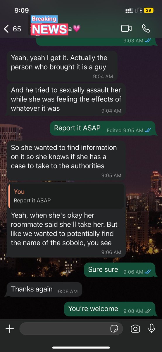 Guys, I’m so livid!!!!! My kid sister in KNUST just sent me this. A boy tried to sexually assault her friend after he gave her some sobolo. I’ve asked her to go and report but they’re trying to see if they can find the brand. Kindly help if u can.