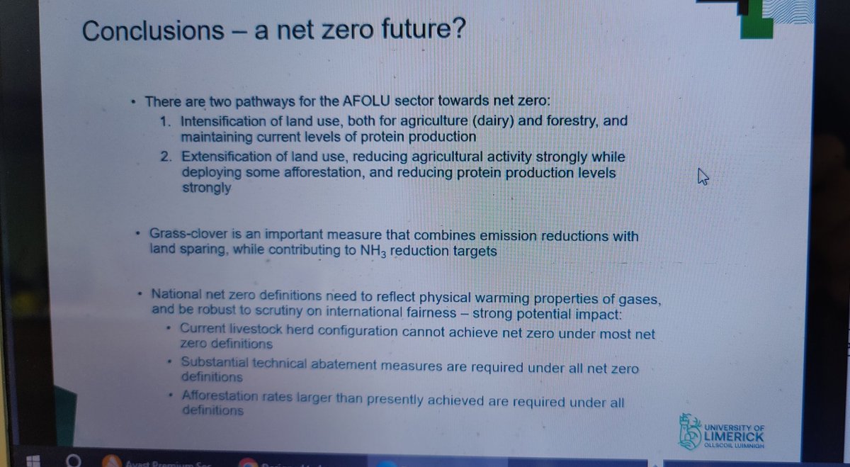 Great indepth presentation on this vital research sciencedirect.com/science/articl… by @UL researcher Daniel Henn Reinforces need to address GWP metrics politically to more accurately represent methane No easy path to reaching 2050 targets but can be done WITHOUT sacrificing food/protein