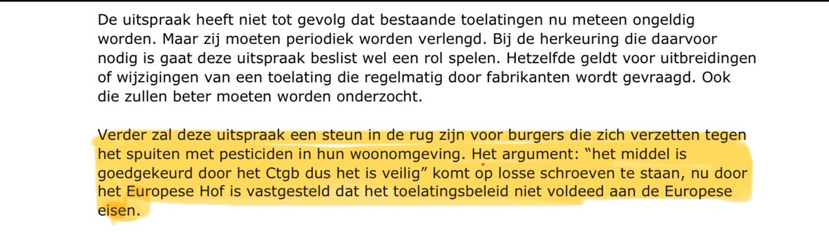 @JanOveresch Lelieteelt is de meest vervuilende teelt. Voor omwonenden van lelieteelt kan de recente uitspraak van het Europees Hof een steun in de rug zijn. “ Het toelatingsbeleid van het Ctgb voldeed niet aan Europese eisen”.