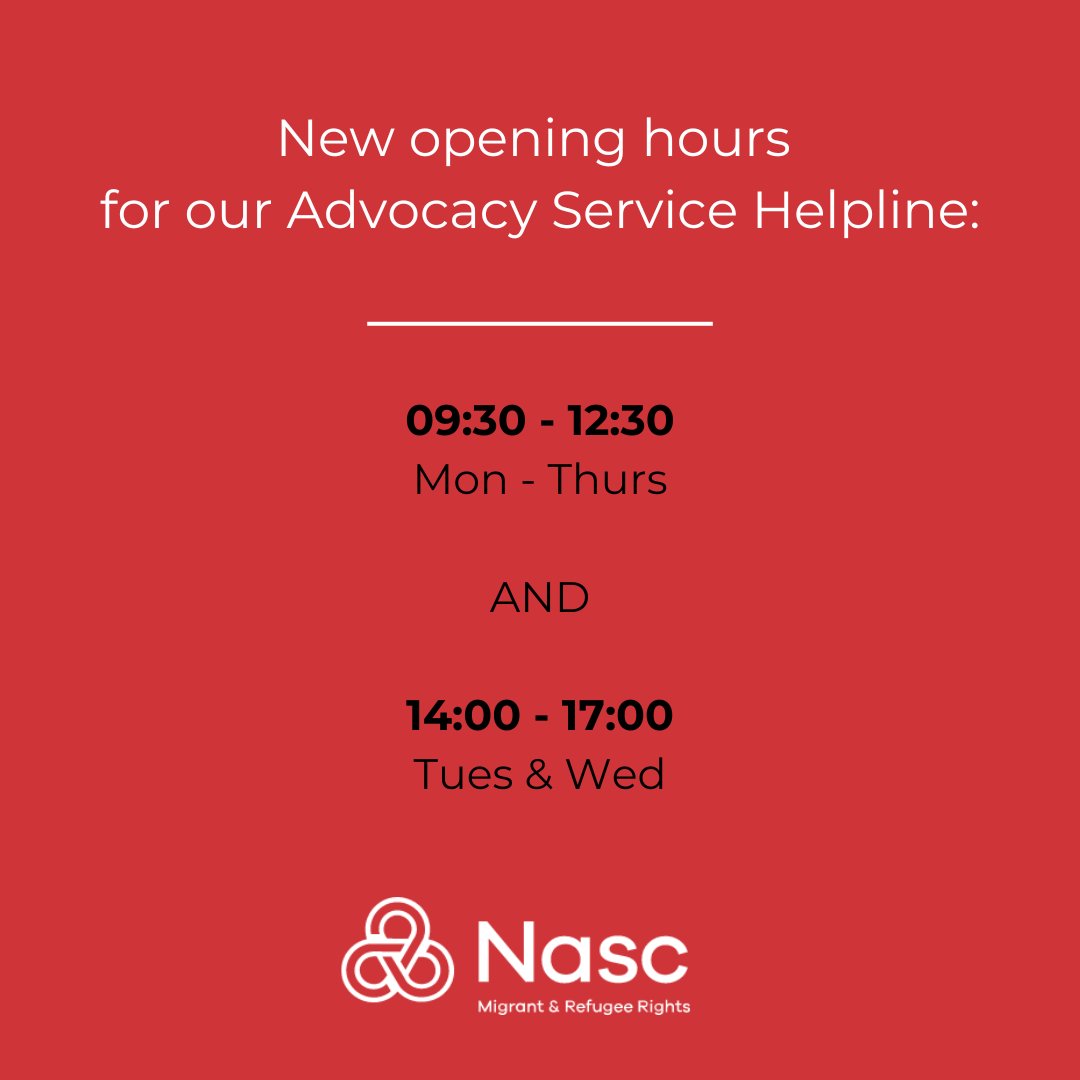 ☎️ Our Advocacy Service can now be contacted 09:30 - 12:30 Monday to Thursday, as well as Tuesday afternoons and Wednesday afternoons.