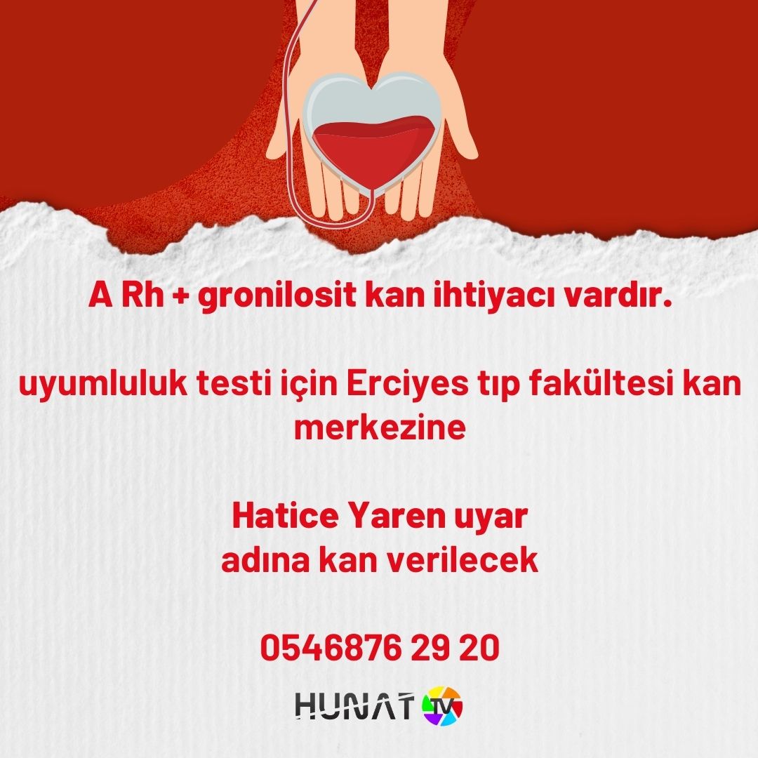 Takipçimizden👇🏻 📍A Rh + gronilosit kan ihtiyacı vardır. uyumluluk testi için Erciyes tıp fakültesi kan merkezine Hatice Yaren uyar adına kan verilecek 0546876 29 20 #kayseri #acilkanaranıyor @AcilKanDuyuru