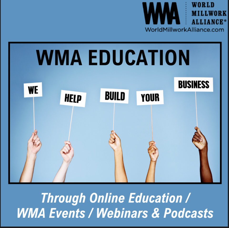 Did you know that WMA is committed to developing a more skilled, educated, and successful millwork community? Our business is building your business through educational and professional development resources.
 
Learn more: worldmillworkalliance.com/education-over…
 
#WMA #WorldMillworkAlliance