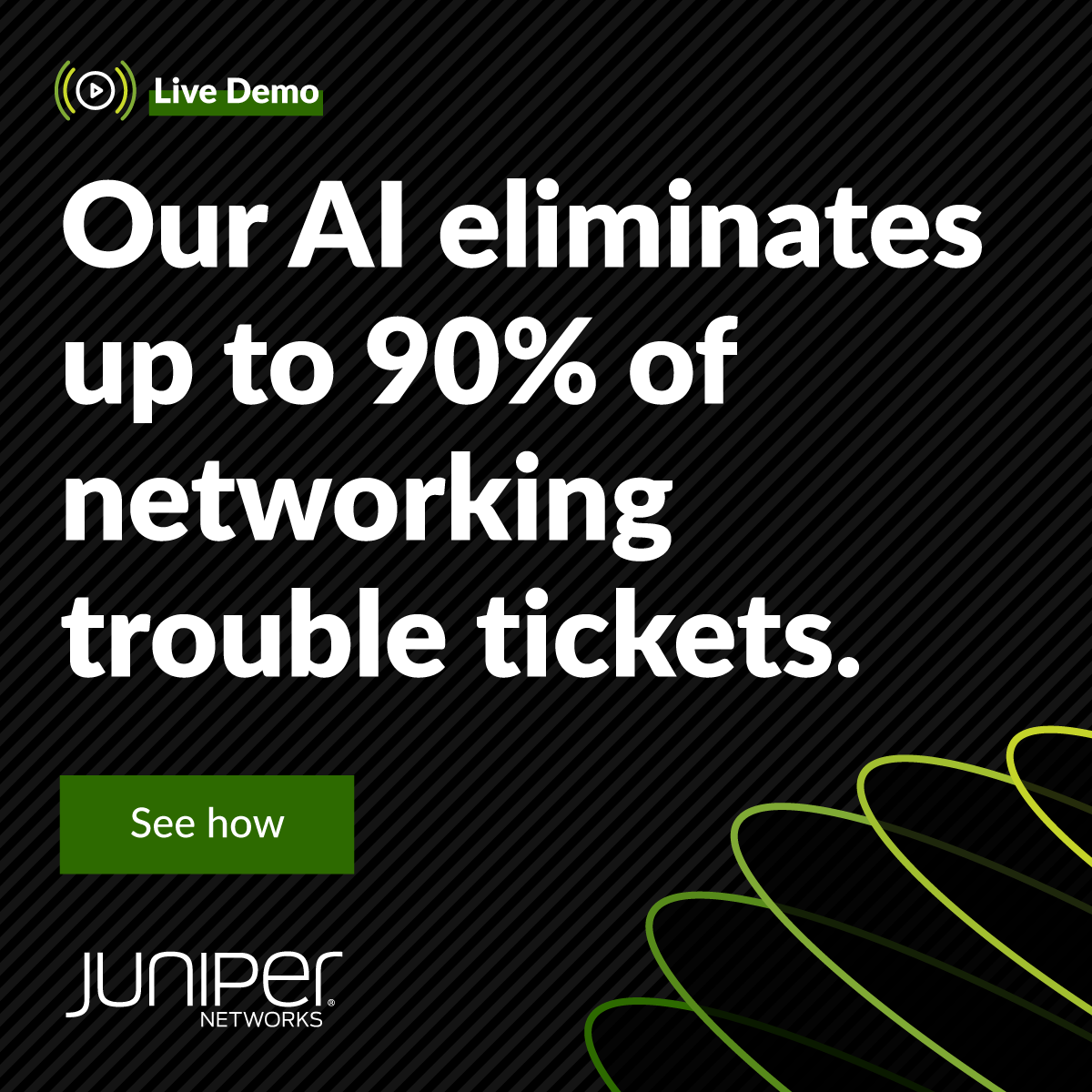 Join @JuniperNetworks' live demo to see how our #AINative capabilities can revolutionize your network operations, ensuring reliability, efficiency, and security like never before.

Register to unlock the power of AI in networking with Juniper Mist #AI: juni.pr/3UK5BNL