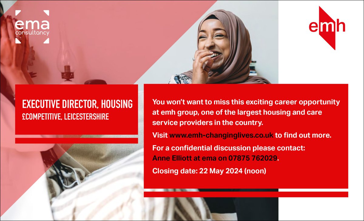 ema consultancy (@emaconsultancy) on Twitter photo <a href="/EmaConsultancy/">ema consultancy</a>  are delighted to be working with @emhgroup to appoint a new Executive Director - Housing. Please visit lnkd.in/e6E26N_q to find out more or for an informal discussion please contact Anne Elliott on 07875 762029 <a href="/EmaConsultancy/">ema consultancy</a>  are delighted to be working with @emhgroup to appoint a new Executive Director - Housing. Please visit lnkd.in/e6E26N_q to find out more or for an informal discussion please contact Anne Elliott on 07875 762029